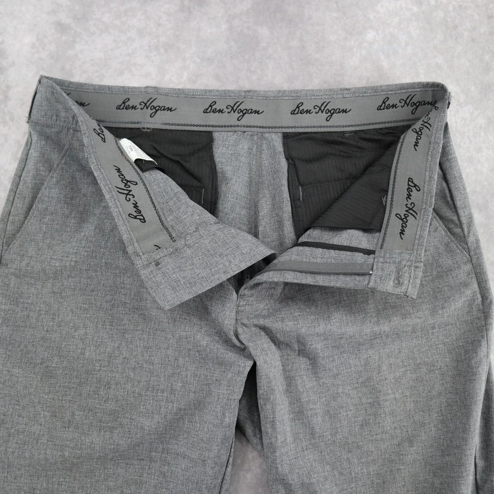 Ben Hogan Performance Pants Golf Gray 34x32 Stretch Flat Front Active Travel